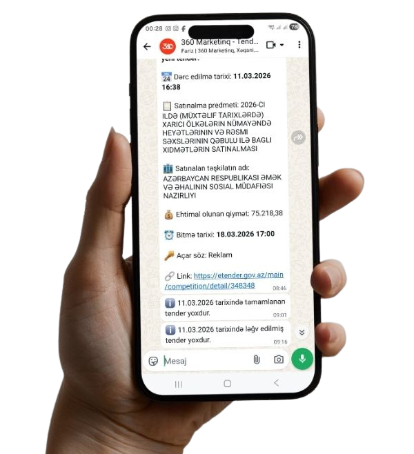 WhatsApp tender bildirişi nümunəsi